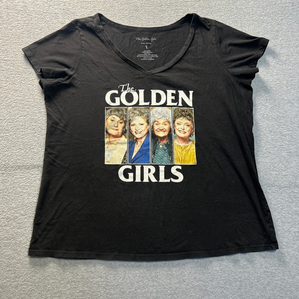Golden Girls Graphic Tee Womens Size 1 Black V Neck Short Sleeve ABC Studios